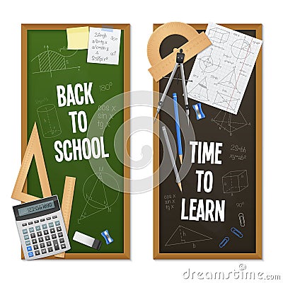 Vertical Banners Mathematic Science Vector Illustration