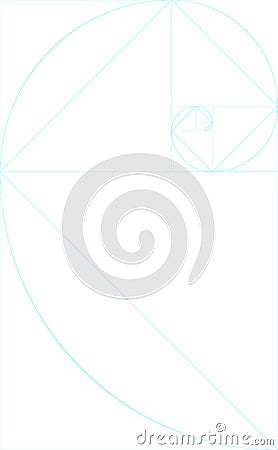 Vertical blank golden ratio template with guides Vector Illustration
