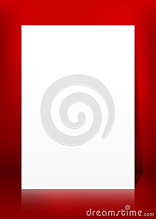 Vertical Blank White Vector Paper Panel on Red Background Template Vector Illustration