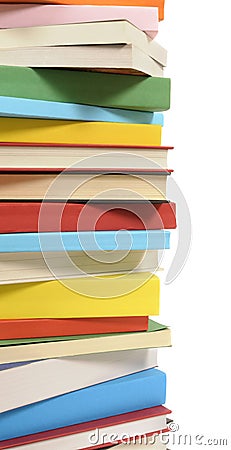 Book stack vertical border isolated white background Stock Photo