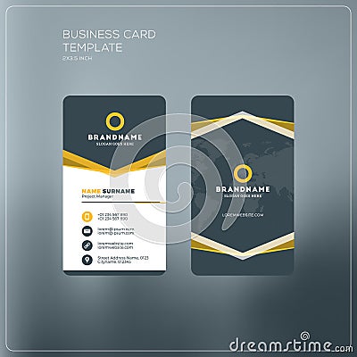 Vertical business card print template. Personal business card wi Vector Illustration