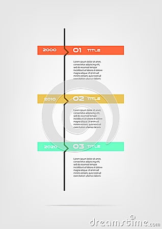 Vertical cartoon timeline steps infographics - can illustrate a strategy, workflow or team work, vector flat color Vector Illustration