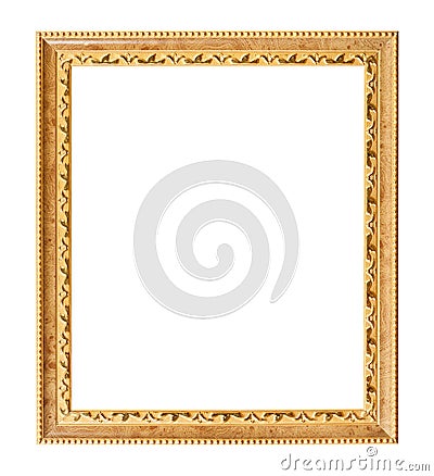 Vertical carved golden wooden picture frame Stock Photo