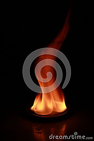 Vertical closeup illustration of a camphor flame on the dark background Cartoon Illustration