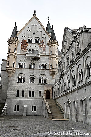 Vertical closeup shot of Neuschwanstein Castle, Schwangau, Germany Editorial Stock Photo