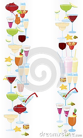 Vertical-cocktail-borders Vector Illustration