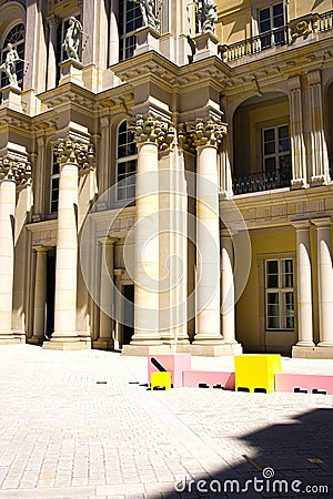 Vertical of the courtyard of Palais-Royal former royal palace in Paris, France under sunlight Stock Photo