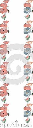 vertical cute Cartoon Flower Border Vector Illustration