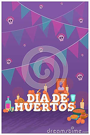 Vertical day of the dead background Vector Illustration