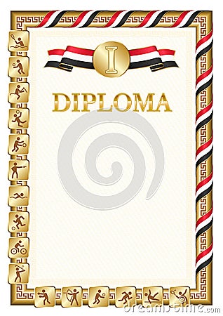 Vertical diploma for first place with Egypt flag Stock Photo