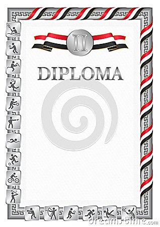 Vertical diploma for second place with Egypt flag Stock Photo