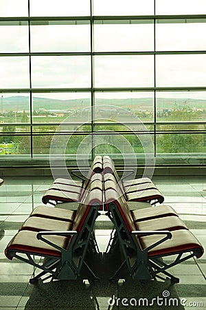 Vertical of an empty airport terminal at Esenboga airport in Ankara, Turkey Editorial Stock Photo