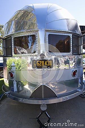 Vertical exterior view of vintage Airstream Trailer Editorial Stock Photo