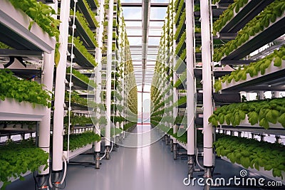 Vertical Farming future of agriculture. farmers using vertically stacked layers can produce much more food. AI generative Stock Photo
