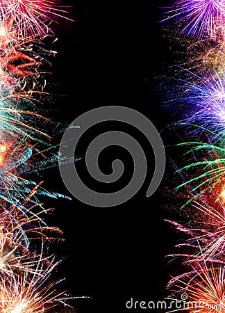 Vertical Fireworks Border Stock Photo