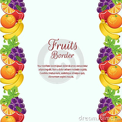 Vertical fruit border Vector Illustration