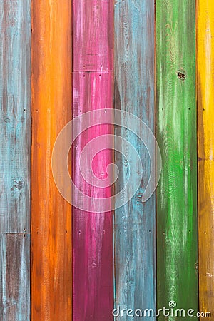 Vertical full frame background of colorful wood planks with copy space Stock Photo