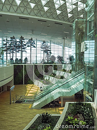 Vertical garden in the main hallwauy of the recently opened term Editorial Stock Photo