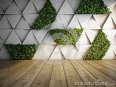 Vertical garden in modern interior Cartoon Illustration