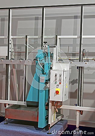 Vertical Glass Working Machine Stock Photo