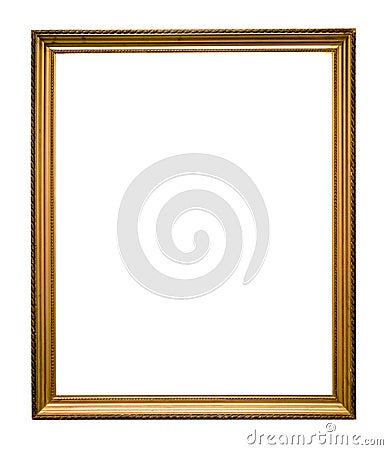 Vertical golden wooden picture frame cutout Stock Photo