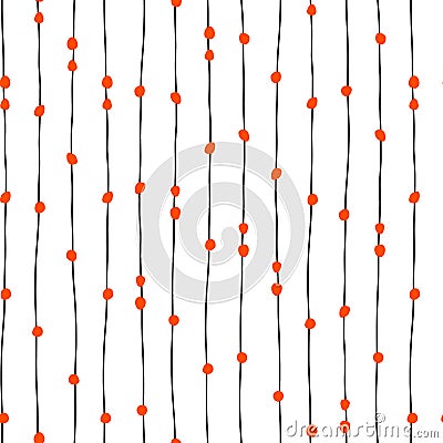 Vertical hand drawn lines and dots seamless vector pattern. Vector Illustration