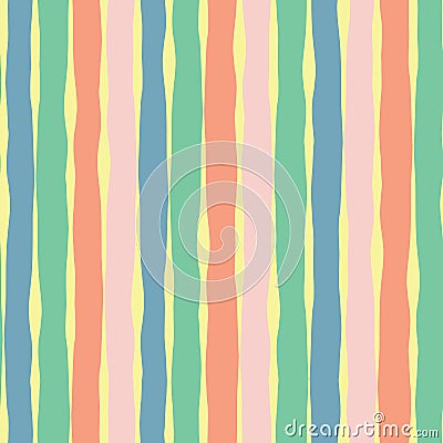 Vertical hand drawn lines seamless vector background. Pink coral yellow green blue blocks. Abstract pattern design. Texture for Vector Illustration