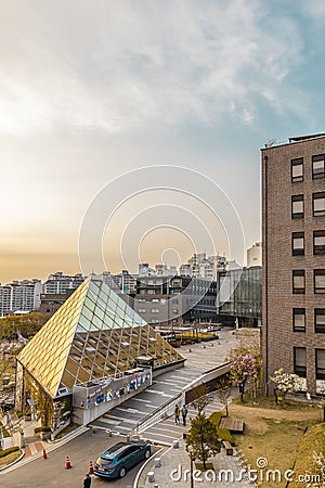 Vertical high angle shot of the Jewel Museum building captured in South Korea Editorial Stock Photo