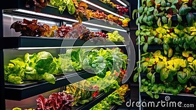 Vertical hydroponic garden farming domestic produce Stock Photo