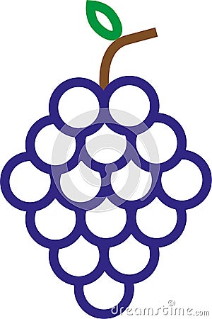 Vertical illustration of a simple grape cluster icon isolated on a white background Cartoon Illustration