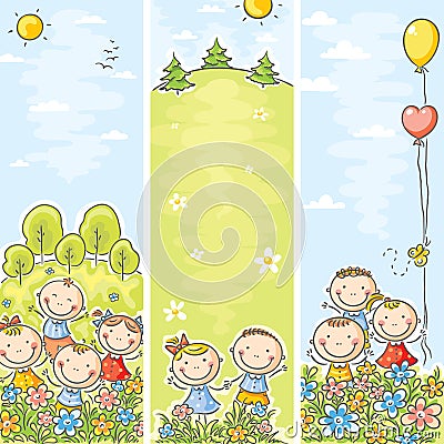 Vertical kids banners with copy space Vector Illustration