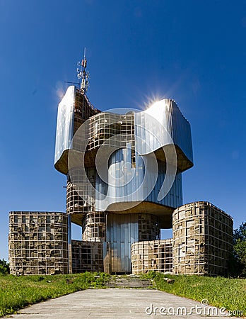 Vertical low angle shot of the Croatia Monument to the uprising of the people of Banija and Kordun Stock Photo