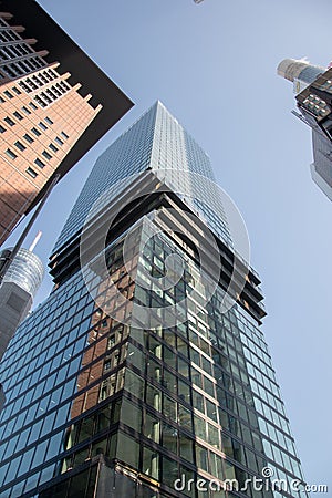 Vertical low angle shot of tall glass modern buildings Editorial Stock Photo