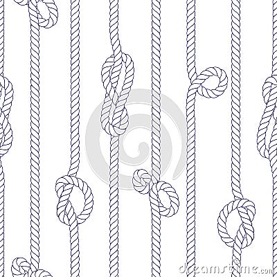 Vertical marine rope with knots seamless vector print Vector Illustration