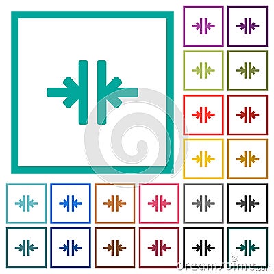 Vertical merge tool flat color icons with quadrant frames Stock Photo
