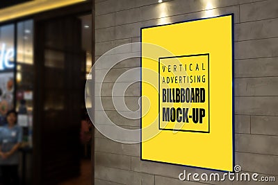 Vertical Advertising billboard mock up on the wall Stock Photo