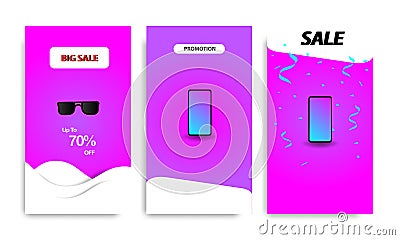 Vertical modern fluid banner template for sale promotion Vector Illustration