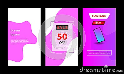 Vertical modern fluid banner template for sale promotion Vector Illustration