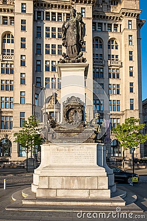 Vertical of the monument in memory of Alfred Lewis Jones in Liverpool, UK Editorial Stock Photo
