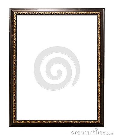 Vertical narrow dark brown picture frame cutout Stock Photo