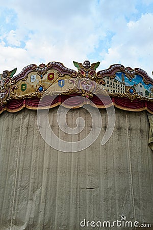 Vertical of an ornate detail of a carousel top in Florence, Italy. Editorial Stock Photo