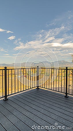 Vertical Outdoor deck or patio in the countryside Stock Photo