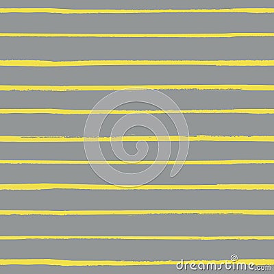 Gray and yellow striped seamless vector pattern background. Warm backddrop with horizontal painterly block print stripes Vector Illustration