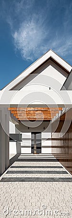 Vertical panorama of entrance to elegant house Stock Photo