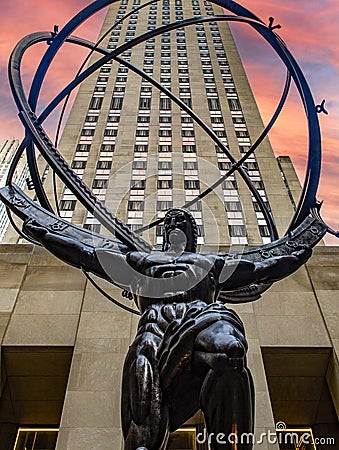 New York, USA June 4, 2023: The Rockefeller Center Atlas Editorial Stock Photo