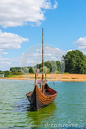 Vertical Photo Viking boat Stock Photo