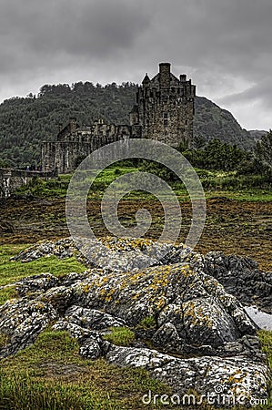 Vertical of the picturesque Scottish Castle of Eilean Donan Editorial Stock Photo