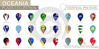 Vertical pin icon, Oceania flag collection Vector Illustration