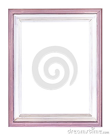 Vertical pink and white painted wood picture frame Stock Photo