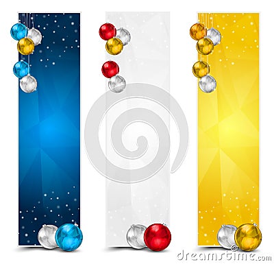 Vertical Polygon Christmas Banners Vector Illustration